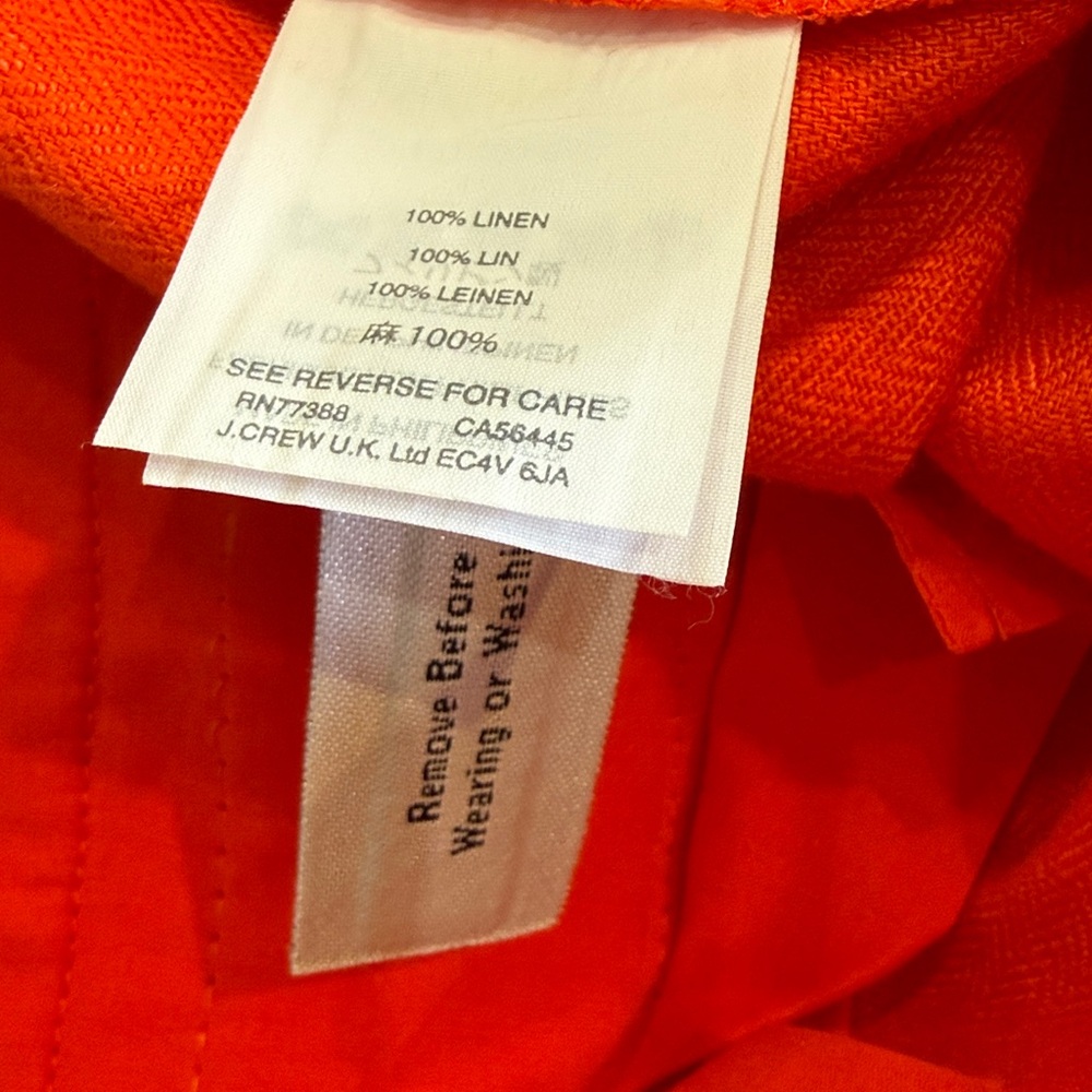 J. Crew 100% Linen High Waist Shorts. Coral/ Orange Size 8 - Picture 9 of 11